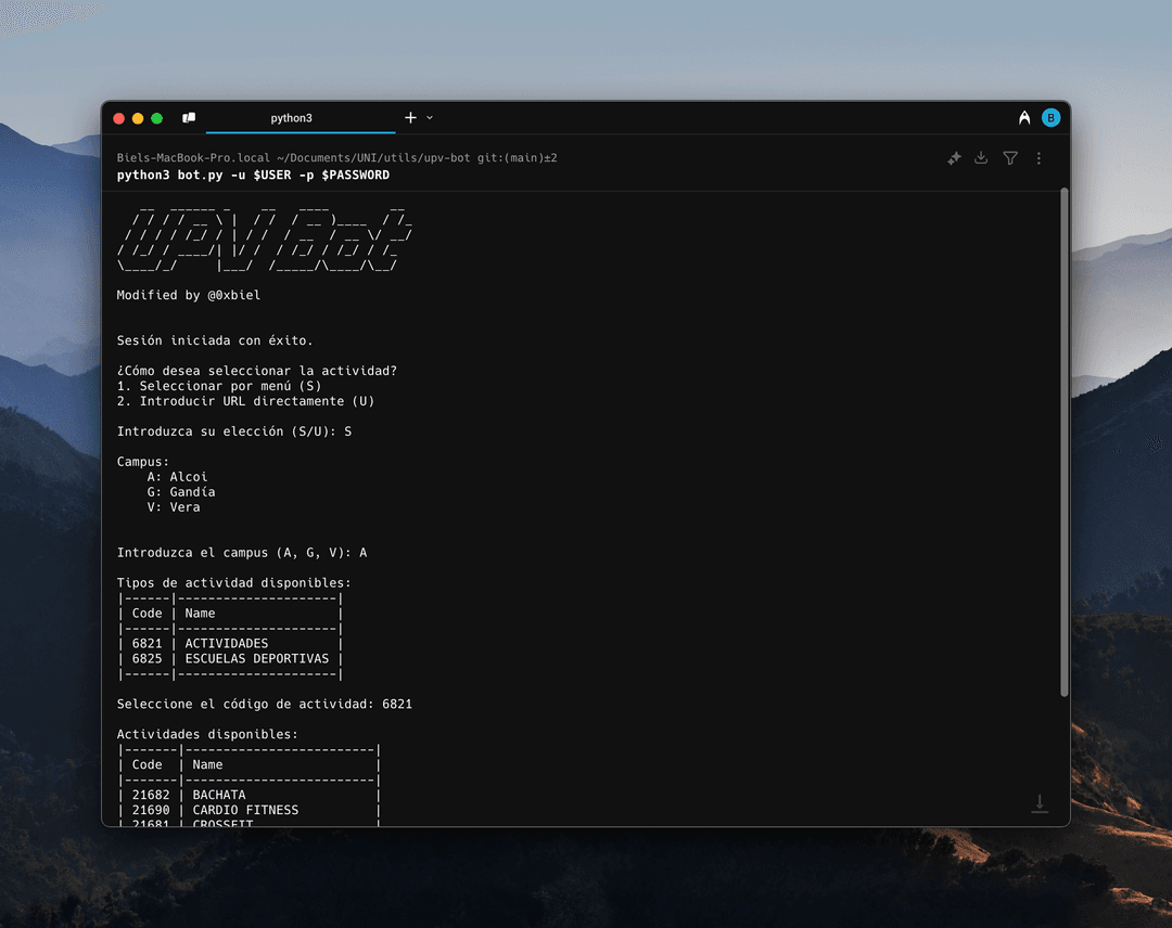 UPV Bot screenshot